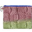 Knitted Wool Square Pink Green Canvas Cosmetic Bag (XXXL) View1