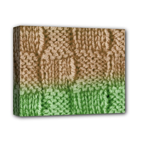 Knitted Wool Square Beige Green Deluxe Canvas 14  X 11  by snowwhitegirl