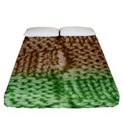 Knitted Wool Square Beige Green Fitted Sheet (king Size) by snowwhitegirl
