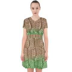 Knitted Wool Square Beige Green Adorable In Chiffon Dress