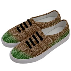 Knitted Wool Square Beige Green Men s Classic Low Top Sneakers by snowwhitegirl