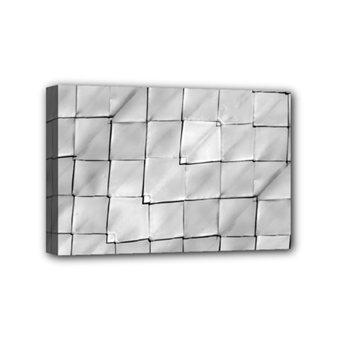 Silver Grid Pattern Mini Canvas 6  X 4  by dflcprints