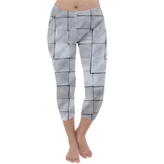 Silver Grid Pattern Capri Winter Leggings  by dflcprints