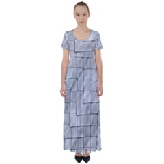 Silver Grid Pattern High Waist Short Sleeve Maxi Dress by dflcprints