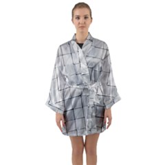 Silver Grid Pattern Long Sleeve Kimono Robe by dflcprints