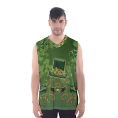 Happy St  Patrick s Day With Clover Men s Basketball Tank Top by FantasyWorld7