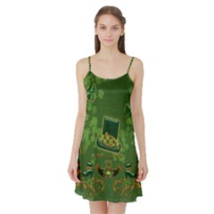 Happy St  Patrick s Day With Clover Satin Night Slip by FantasyWorld7