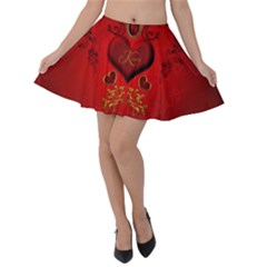 Wonderful Hearts, Kisses Velvet Skater Skirt by FantasyWorld7