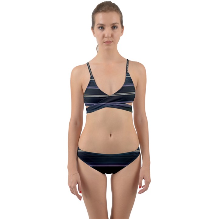 Modern Abtract Linear Design Wrap Around Bikini Set