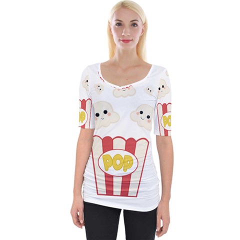 Cute Kawaii Popcorn Wide Neckline Tee by Valentinaart