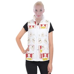 Cute Kawaii Popcorn Women s Button Up Puffer Vest by Valentinaart
