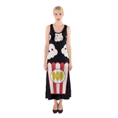 Cute Kawaii Popcorn Sleeveless Maxi Dress