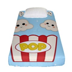 Cute Kawaii Popcorn Fitted Sheet (single Size) by Valentinaart