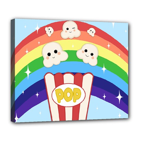 Cute Kawaii Popcorn Deluxe Canvas 24  x 20  