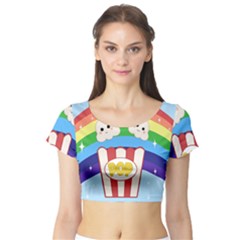 Cute Kawaii Popcorn Short Sleeve Crop Top