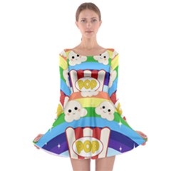 Cute Kawaii Popcorn Long Sleeve Skater Dress