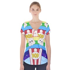 Cute Kawaii Popcorn Short Sleeve Front Detail Top