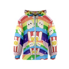 Cute Kawaii Popcorn Kids  Zipper Hoodie by Valentinaart