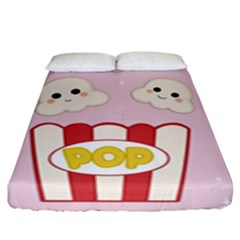 Cute Kawaii Popcorn Fitted Sheet (king Size) by Valentinaart