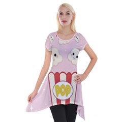 Cute Kawaii Popcorn Short Sleeve Side Drop Tunic by Valentinaart