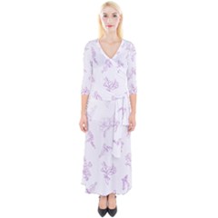 Beautiful,violet,floral,shabby Chic,pattern Quarter Sleeve Wrap Maxi Dress by NouveauDesign
