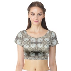 Vintage Daisy Floral Pattern Short Sleeve Crop Top by dflcprints