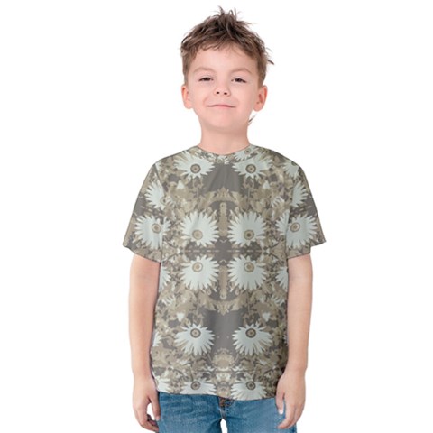 Vintage Daisy Floral Pattern Kids  Cotton Tee by dflcprints