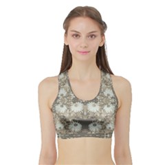 Vintage Daisy Floral Pattern Sports Bra With Border by dflcprints