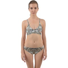 Vintage Daisy Floral Pattern Wrap Around Bikini Set by dflcprints