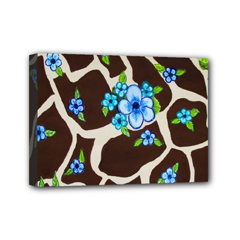 Floral Giraffe Print Mini Canvas 7  X 5  by dawnsiegler