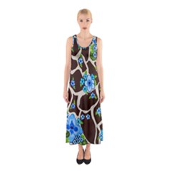 Floral Giraffe Print Sleeveless Maxi Dress by dawnsiegler