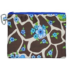 Floral Giraffe Print Canvas Cosmetic Bag (xxl) by dawnsiegler