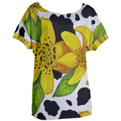 Floral Cow Print Women s Oversized Tee