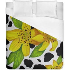 Floral Cow Print Duvet Cover (california King Size) by dawnsiegler