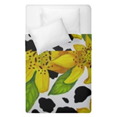 Floral Cow Print Duvet Cover Double Side (single Size) by dawnsiegler