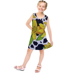 Floral Cow Print Kids  Tunic Dress