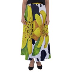 Floral Cow Print Flared Maxi Skirt by dawnsiegler