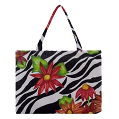 Floral Zebra Print Medium Tote Bag by dawnsiegler