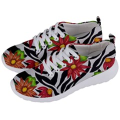 Floral Zebra Print Men s Lightweight Sports Shoes by dawnsiegler