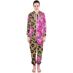 Floral Leopard Print Hooded Jumpsuit (ladies)  by dawnsiegler