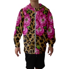 Floral Leopard Print Hooded Wind Breaker (kids) by dawnsiegler