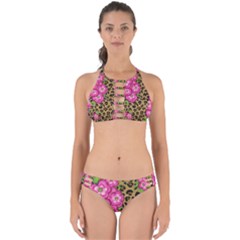 Floral Leopard Print Perfectly Cut Out Bikini Set by dawnsiegler