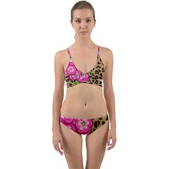 Floral Leopard Print Wrap Around Bikini Set by dawnsiegler