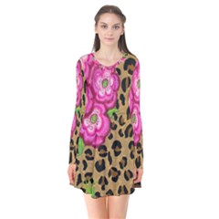 Floral Leopard Print Flare Dress by dawnsiegler
