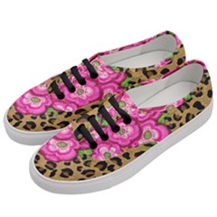 Floral Leopard Print Women s Classic Low Top Sneakers by dawnsiegler