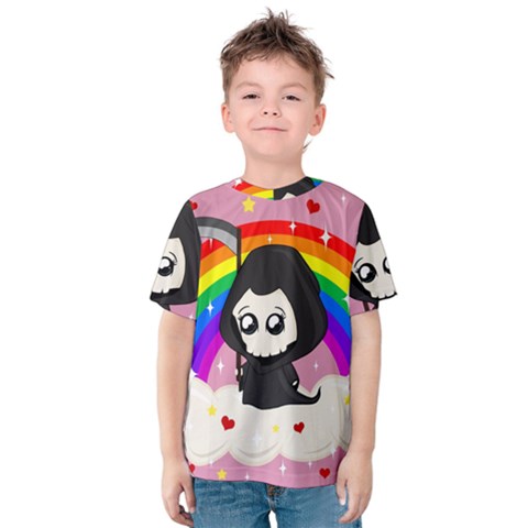 Cute Grim Reaper Kids  Cotton Tee by Valentinaart