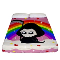 Cute Grim Reaper Fitted Sheet (california King Size) by Valentinaart