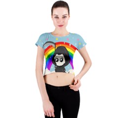 Cute Grim Reaper Crew Neck Crop Top by Valentinaart