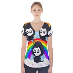 Cute Grim Reaper Short Sleeve Front Detail Top by Valentinaart