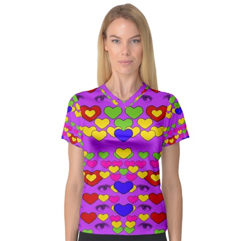 I Love This Lovely Hearty One V-neck Sport Mesh Tee by pepitasart